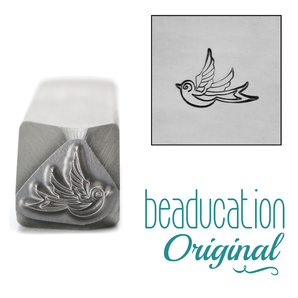 Metal Stamping Tools Swallow Left Facing Metal Design Stamp, 10.5mm - Beaducation Original